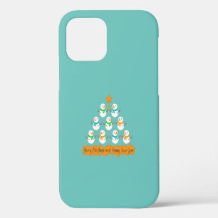 Christmas tree pyramid made of xmas snowmen iPhone 12 case