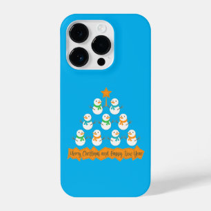Christmas tree pyramid made of xmas snowmen iPhone 14 pro case