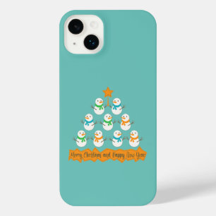 Christmas tree pyramid made of xmas snowmen iPhone 14 plus case