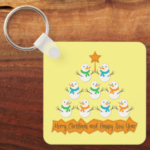 Christmas tree pyramid made of xmas snowmen key ring