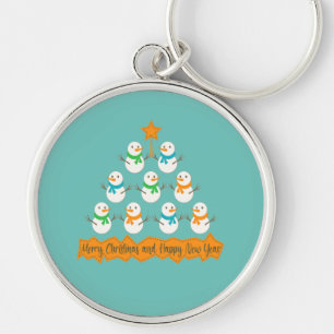 Christmas tree pyramid made of xmas snowmen key ring