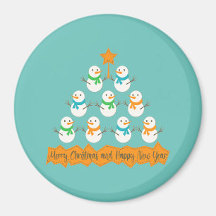 Christmas tree pyramid made of xmas snowmen magnet