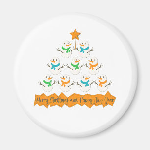 Christmas tree pyramid made of xmas snowmen magnet
