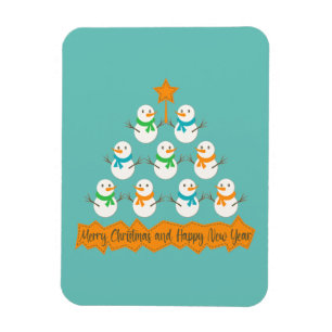 Christmas tree pyramid made of xmas snowmen magnet