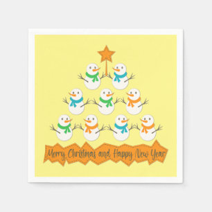 Christmas tree pyramid made of xmas snowmen napkin