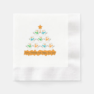 Christmas tree pyramid made of xmas snowmen napkin