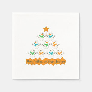 Christmas tree pyramid made of xmas snowmen napkin