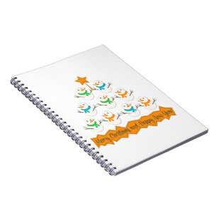 Christmas tree pyramid made of xmas snowmen notebook