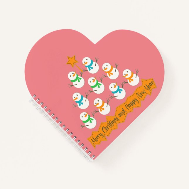 Christmas tree pyramid made of xmas snowmen notebook (Front)