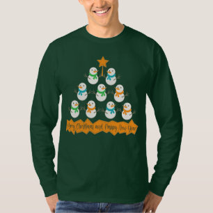 Christmas tree pyramid made of xmas snowmen T-Shirt