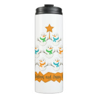 Christmas tree pyramid made of xmas snowmen