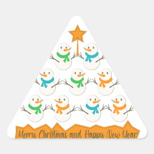 Christmas tree pyramid made of xmas snowmen triangle sticker