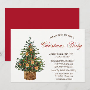 Christmas Tree, Red Christmas Party Invitation