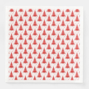 Christmas Tree Red Pattern Design Napkin