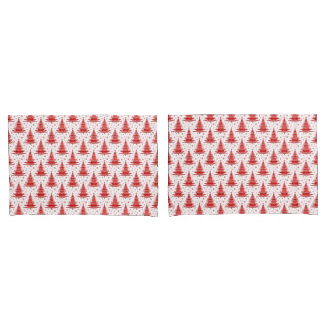 Christmas Tree Red Pattern Design Pillow Case (Front-Set)