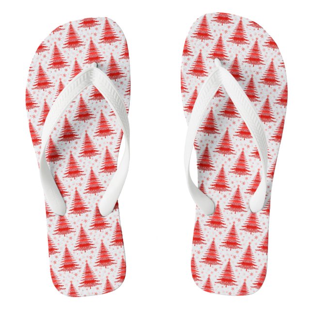 Christmas Tree Red Pattern Design Thongs (Footbed)