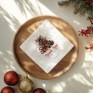 Christmas Tree Red Retro Typography Napkin