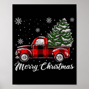 Christmas Tree Red Truck Pajama, Vintage Buffalo P Poster