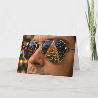 Christmas Tree Reflected in Sunglasses Card