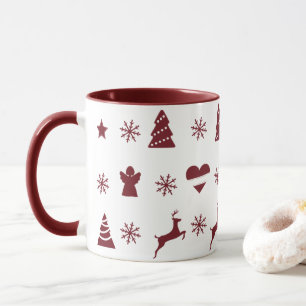 Christmas tree, reindeer, angels and snow mug