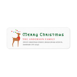 Christmas Tree & Reindeer Simple Return Address Label
