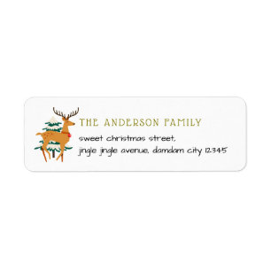 Christmas Tree & Reindeer Simple Return Address Label