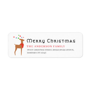 Christmas Tree & Reindeer Simple Return Address Label