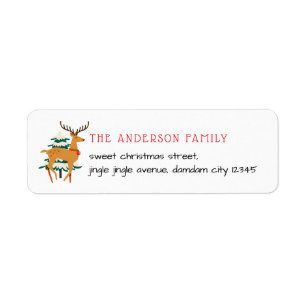 Christmas Tree & Reindeer Simple Return Address Label