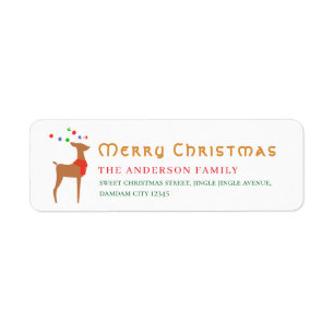 Christmas Tree & Reindeer Simple Return Address Return Address Label
