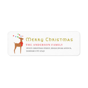 Christmas Tree & Reindeer Simple Return Address Return Address Label