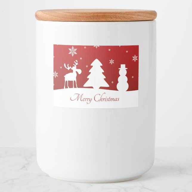 Christmas Tree Reindeer Snowman Food Label (Front)