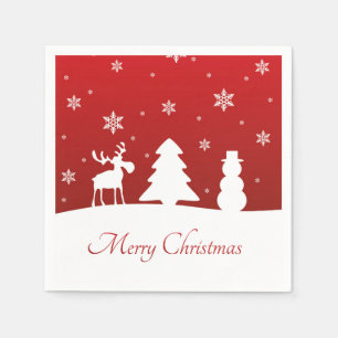Christmas Tree Reindeer Snowman Napkin