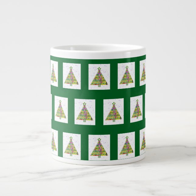 Christmas Tree Repeat Green  Large Coffee Mug (Front)