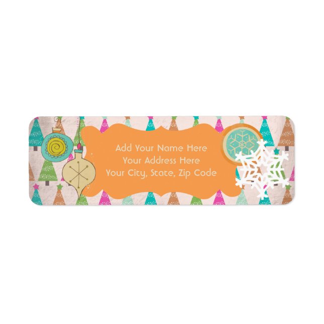 Christmas Tree Retro Holiday Return Address Labels (Front)