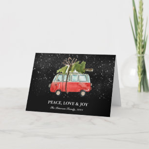 Christmas Tree   Retro Red Wagon Holiday Cards