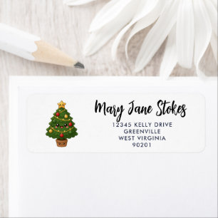 Christmas Tree Return Address Label Festive Holi