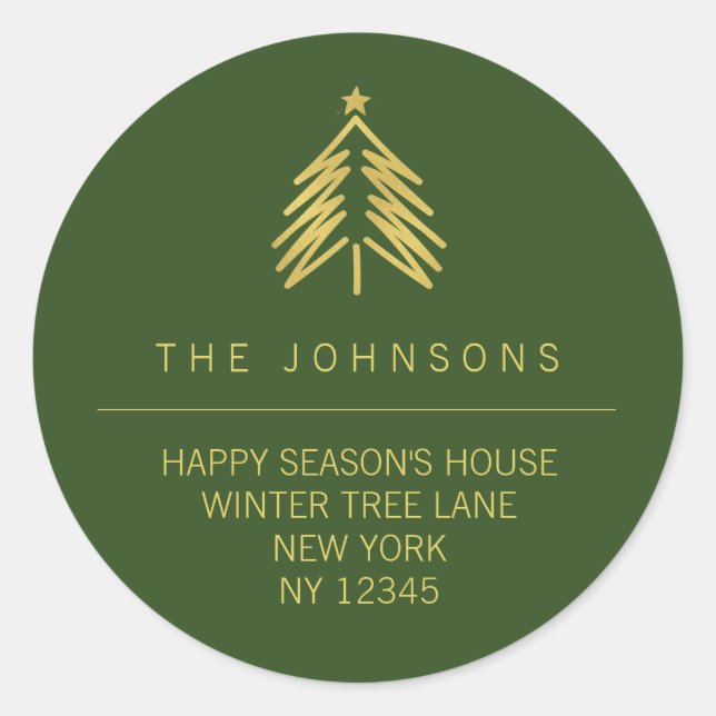 Christmas Tree Return Address Label - Green (Front)