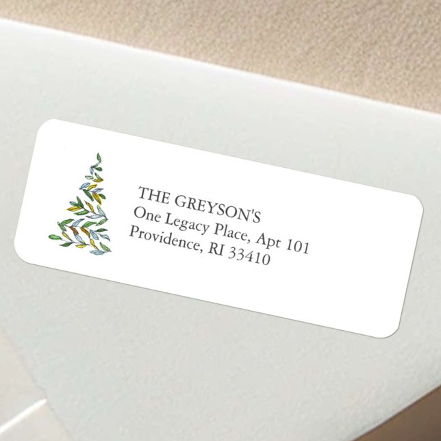 Christmas Tree Return Address Labels (Fall tree return address labels simple watercolor line art by Victoria Grigaliunas Do Tell A Belle)