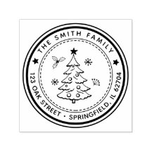Christmas Tree Return Address Ruber Stamp