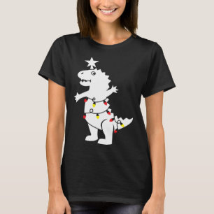 Christmas Tree Rex Dinosaur Xmas Lights Rex Pun Jo T-Shirt