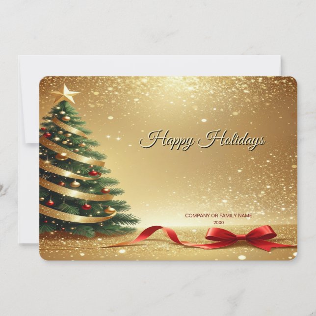 Christmas Tree Ribbons Holiday Card (Front)