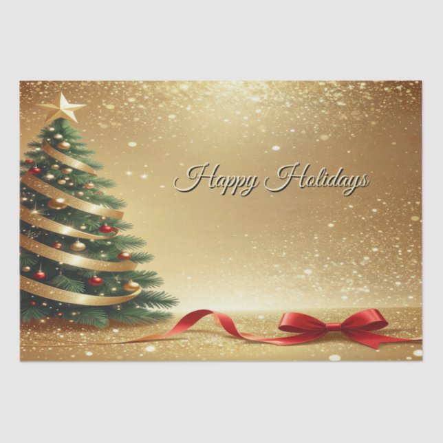 Christmas Tree Ribbons Holiday Tissue Paper (Front)