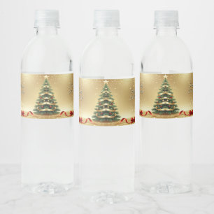 Christmas Tree Ribbons Holiday Water Bottle Label