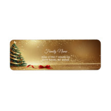 Christmas Tree Ribbons Return Address Label