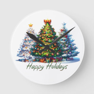 Christmas tree round clock