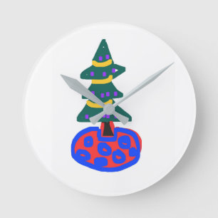 Christmas Tree Round Clock