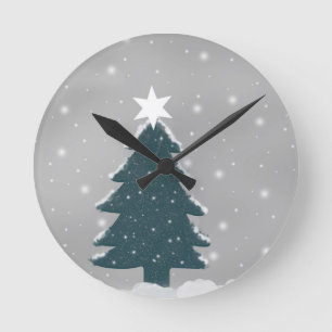 christmas tree round clock
