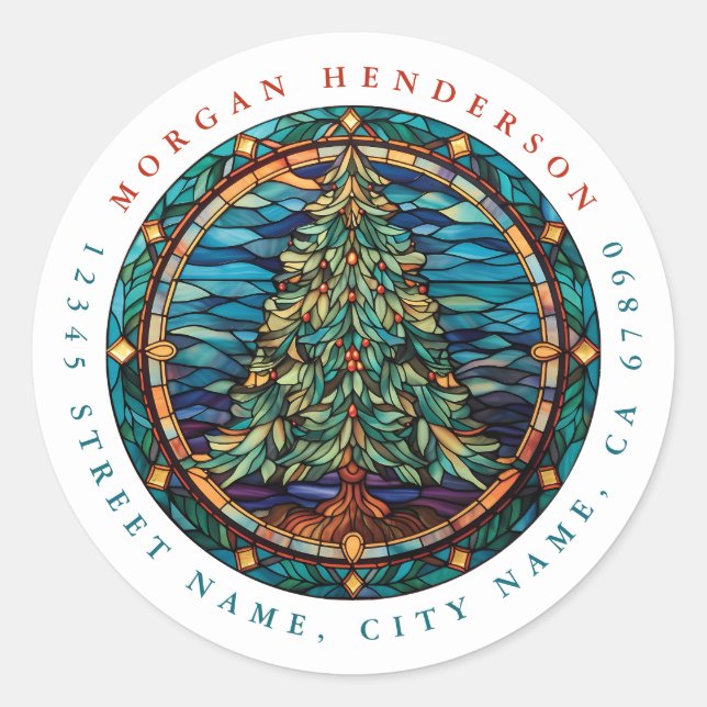 Christmas Tree Round Stickers (Front)