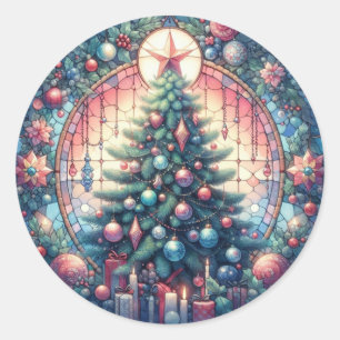 Christmas Tree Round Stickers