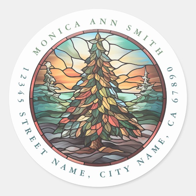 Christmas Tree Round Stickers (Front)